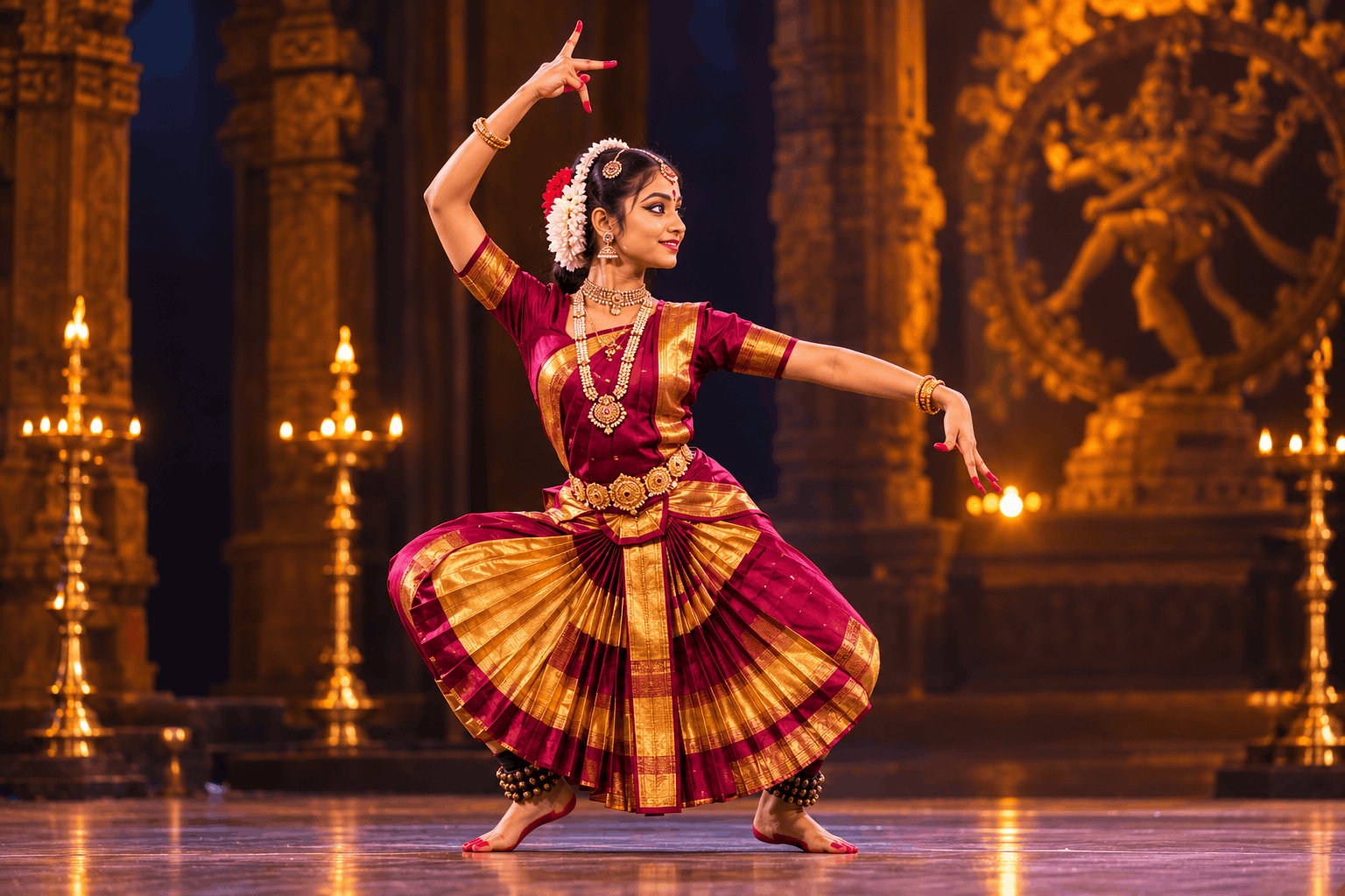 Young Bharatanatyam dancer in a traditional costume