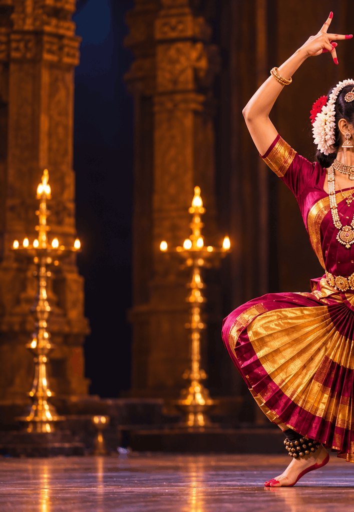 Young Bharatanatyam dancer in a traditional costume